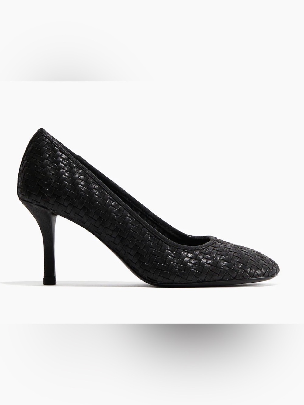 Black Woven Bottega Veneta inspired Pointed-Toe Heels